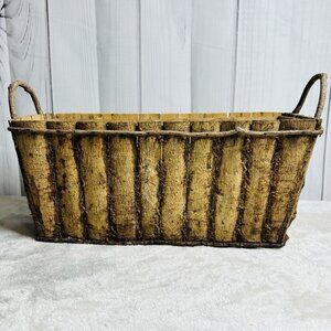 Decorative Wooden Basket Planter with Moss Look 15L x 7.5W x 6.5H